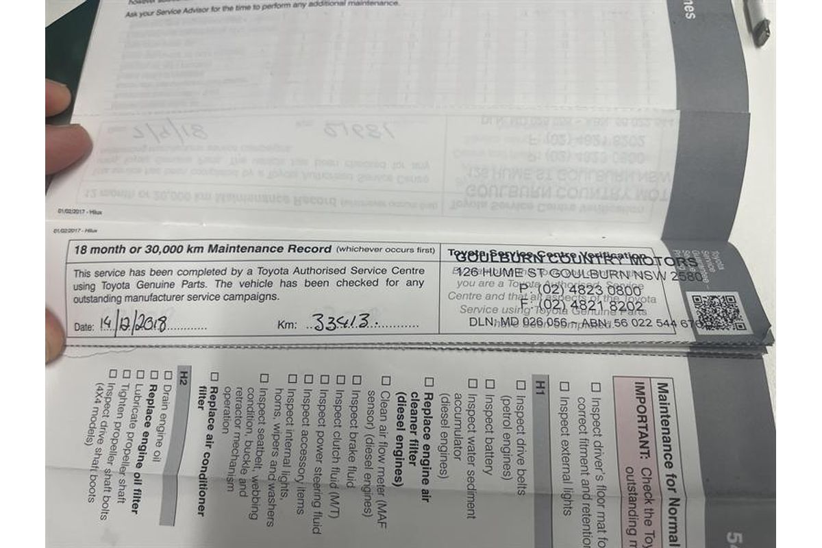 2017 Toyota Hilux SR GUN126R 4X4