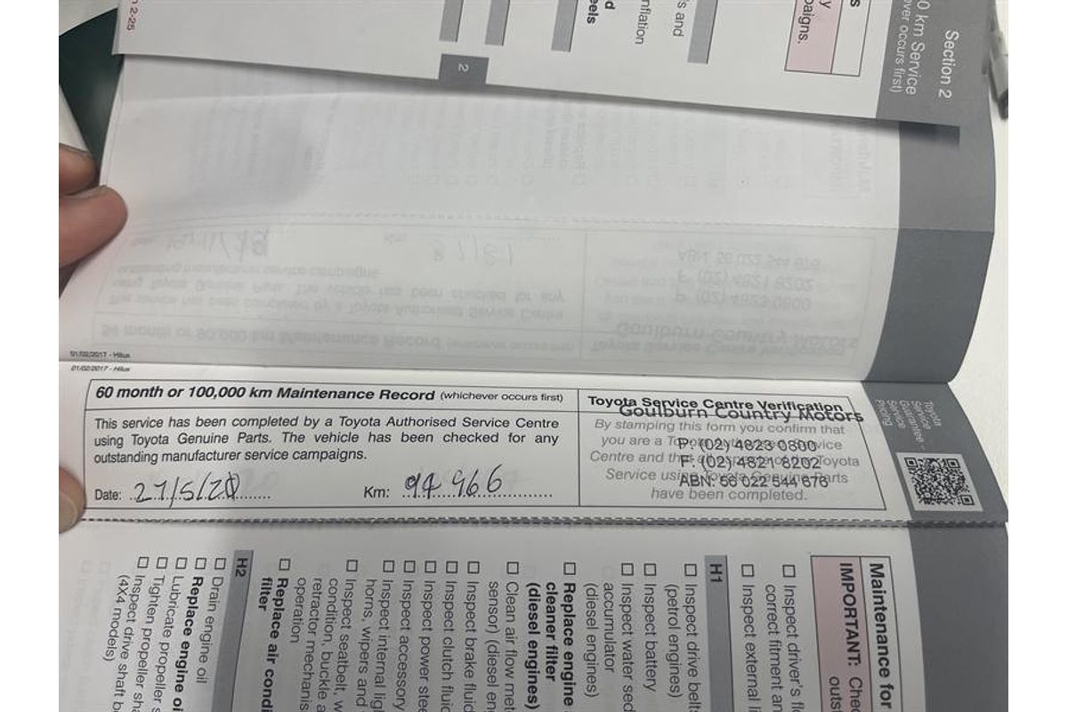 2017 Toyota Hilux SR GUN126R 4X4