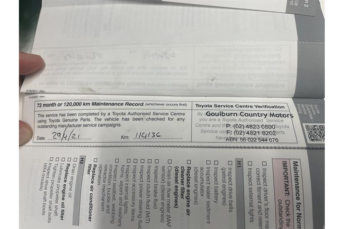 2017 Toyota Hilux SR GUN126R 4X4