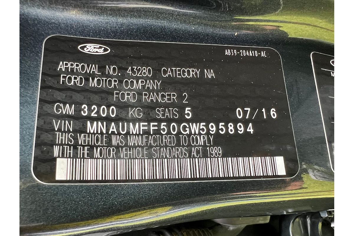 2016 Ford Ranger Wildtrak PX MkII 4X4 3.2L