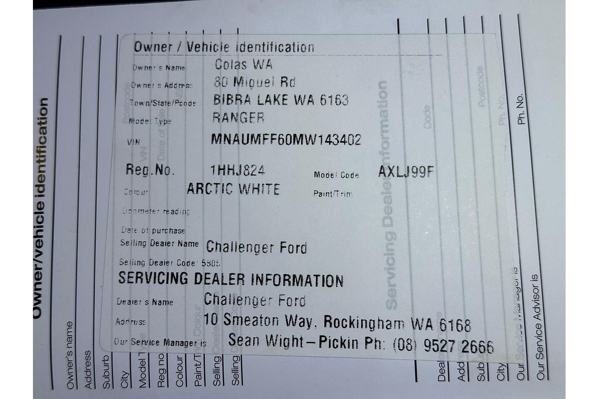 2021 Ford Ranger XLT PX MkIII 4X4 2.0L