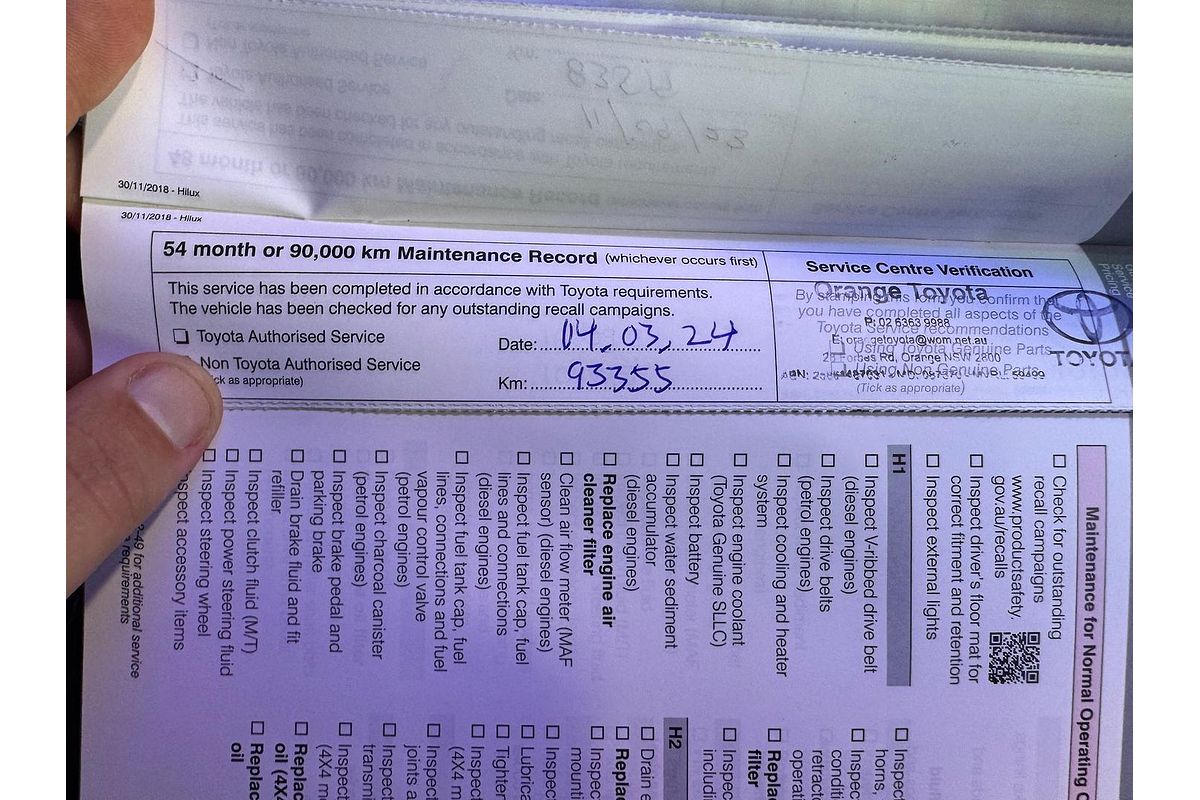 2019 Toyota Hilux SR Hi-Rider GUN136R Rear Wheel Drive