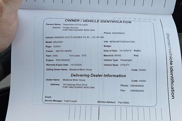 2019 Ford Ranger XL PX MkIII 4X4 3.2L