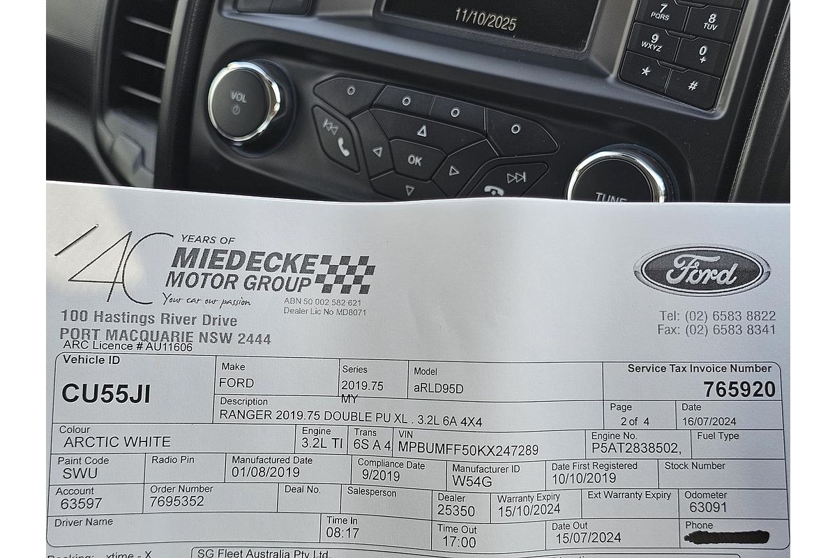 2019 Ford Ranger XL PX MkIII 4X4 3.2L