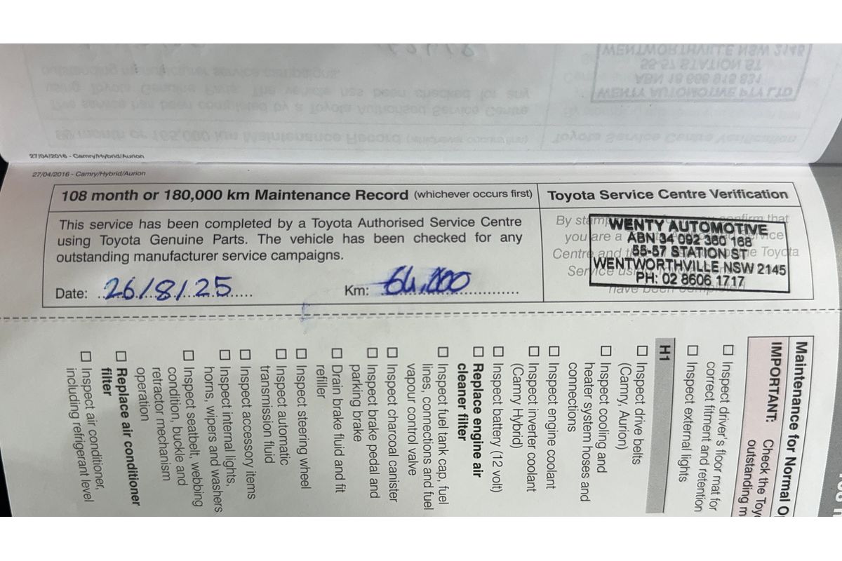 2017 Toyota Camry Altise ASV50R