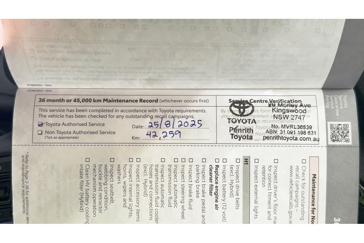 2022 Toyota Yaris Ascent Sport MXPA10R