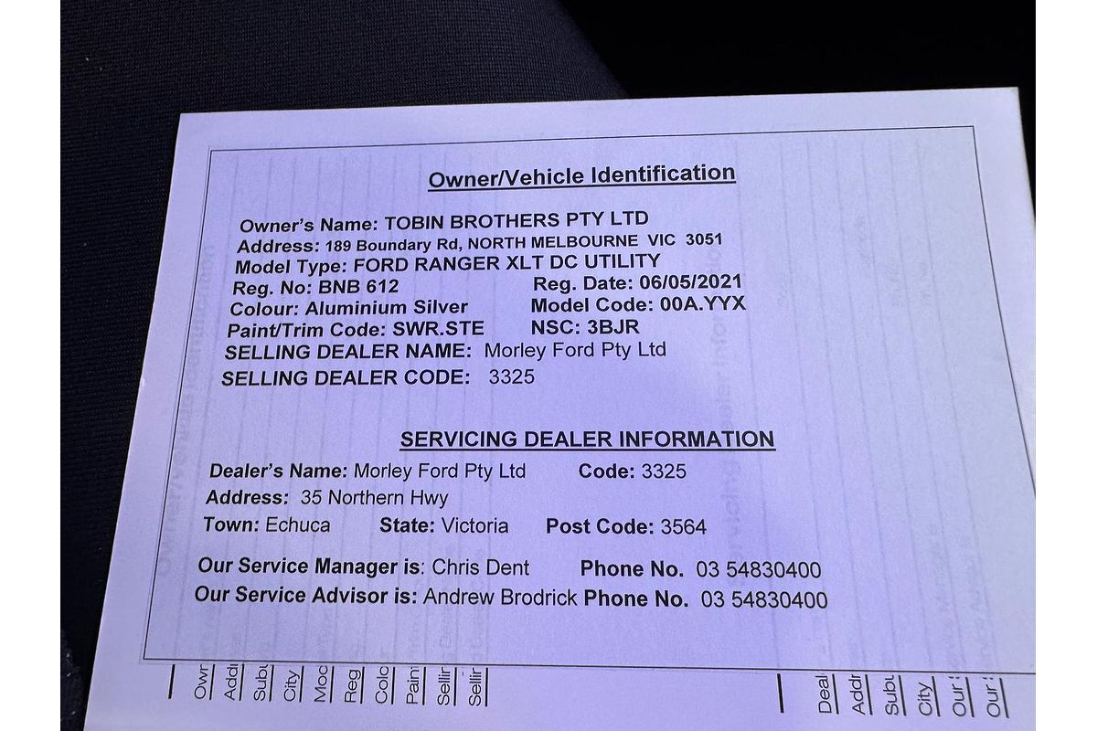 2021 Ford Ranger XLT Hi-Rider PX MkIII Rear Wheel Drive 3.2L
