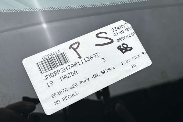 2019 Mazda 3 G20 Pure BP Series