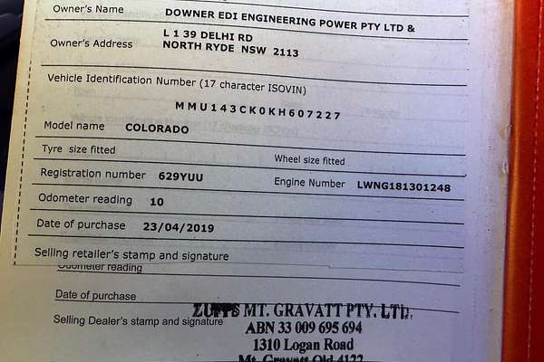 2018 Holden Colorado LS RG Rear Wheel Drive