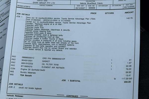 2022 Toyota Hilux Workmate TGN121R Rear Wheel Drive