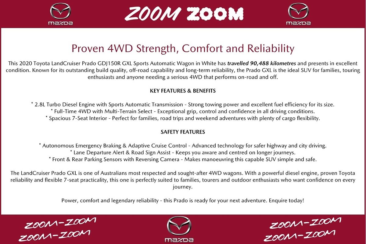 2020 Toyota Landcruiser Prado GXL GDJ150R