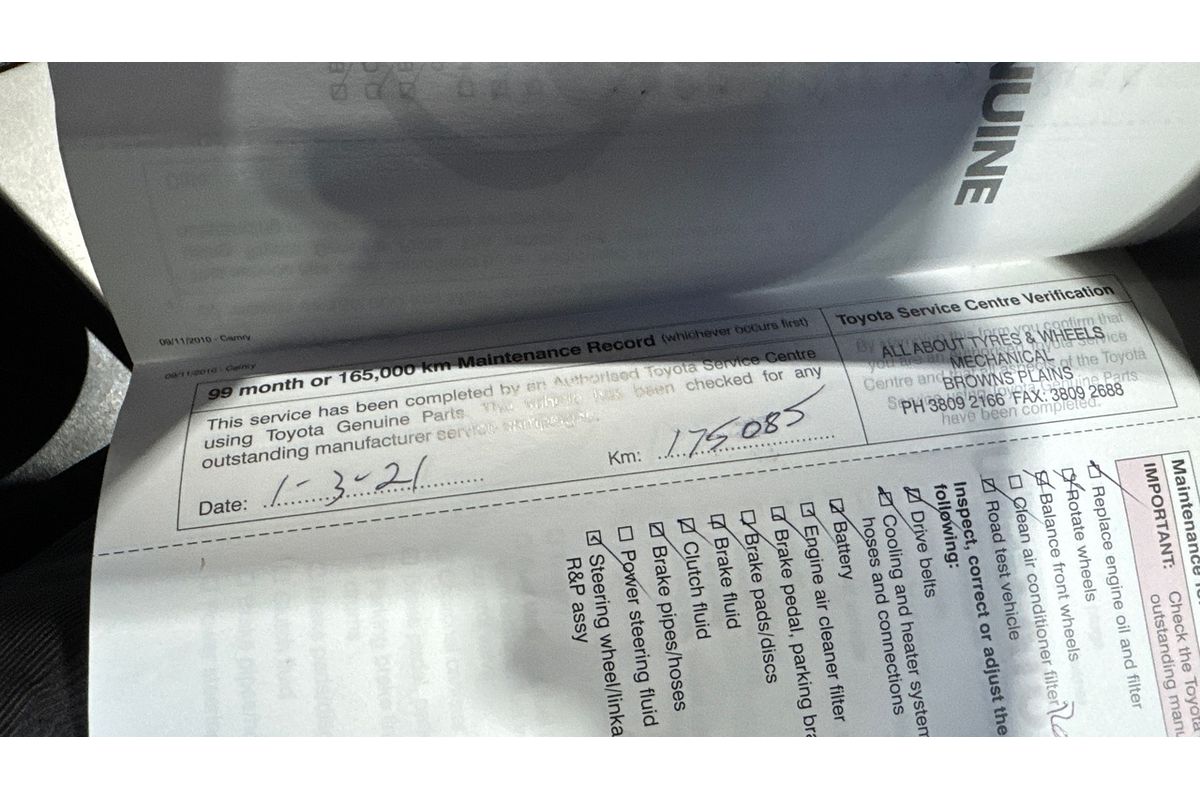 2011 Toyota Camry Altise ACV40R