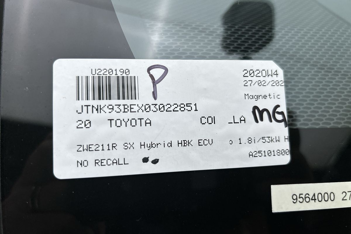 2020 Toyota Corolla SX Hybrid ZWE211R