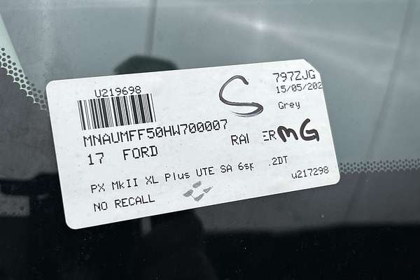 2017 Ford Ranger XL Plus PX MkII 4X4 3.2L