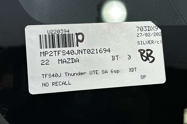 2022 Mazda BT-50 Thunder TF 4X4