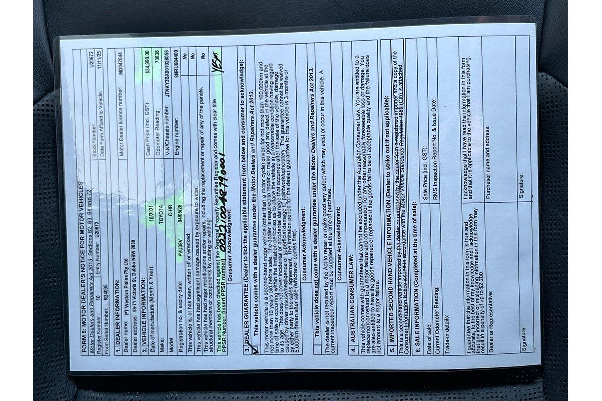 2021 Toyota C-HR Koba NGX10R