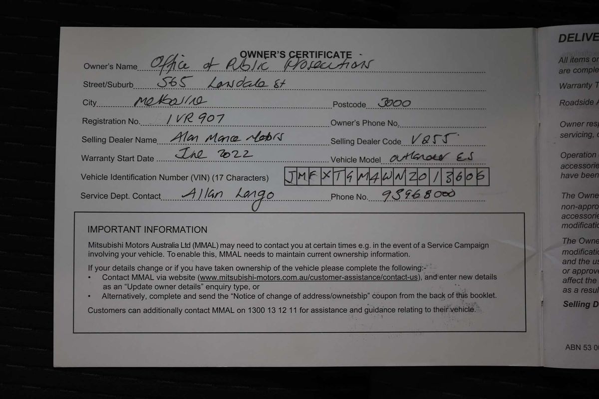 2022 Mitsubishi Outlander ES ZM