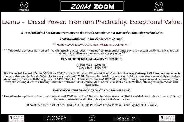 2025 Mazda CX-60 D50e Pure KH Series