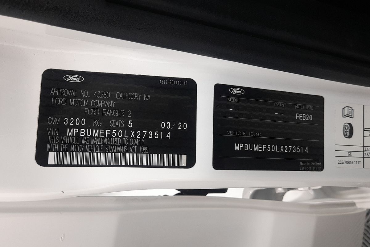 2020 Ford Ranger XL PX MkIII 4X4 3.2L