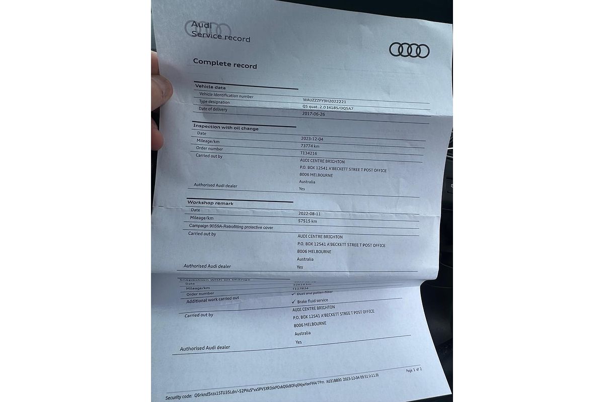 2017 Audi Q5 TFSI sport FY