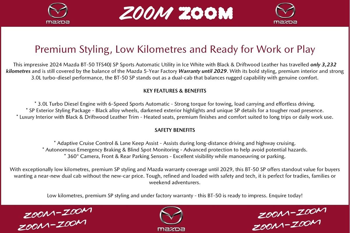2024 Mazda BT-50 SP TF 4X4