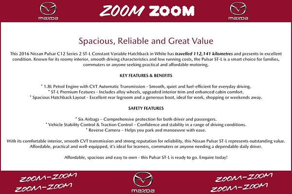 2016 Nissan Pulsar ST-L C12 Series 2