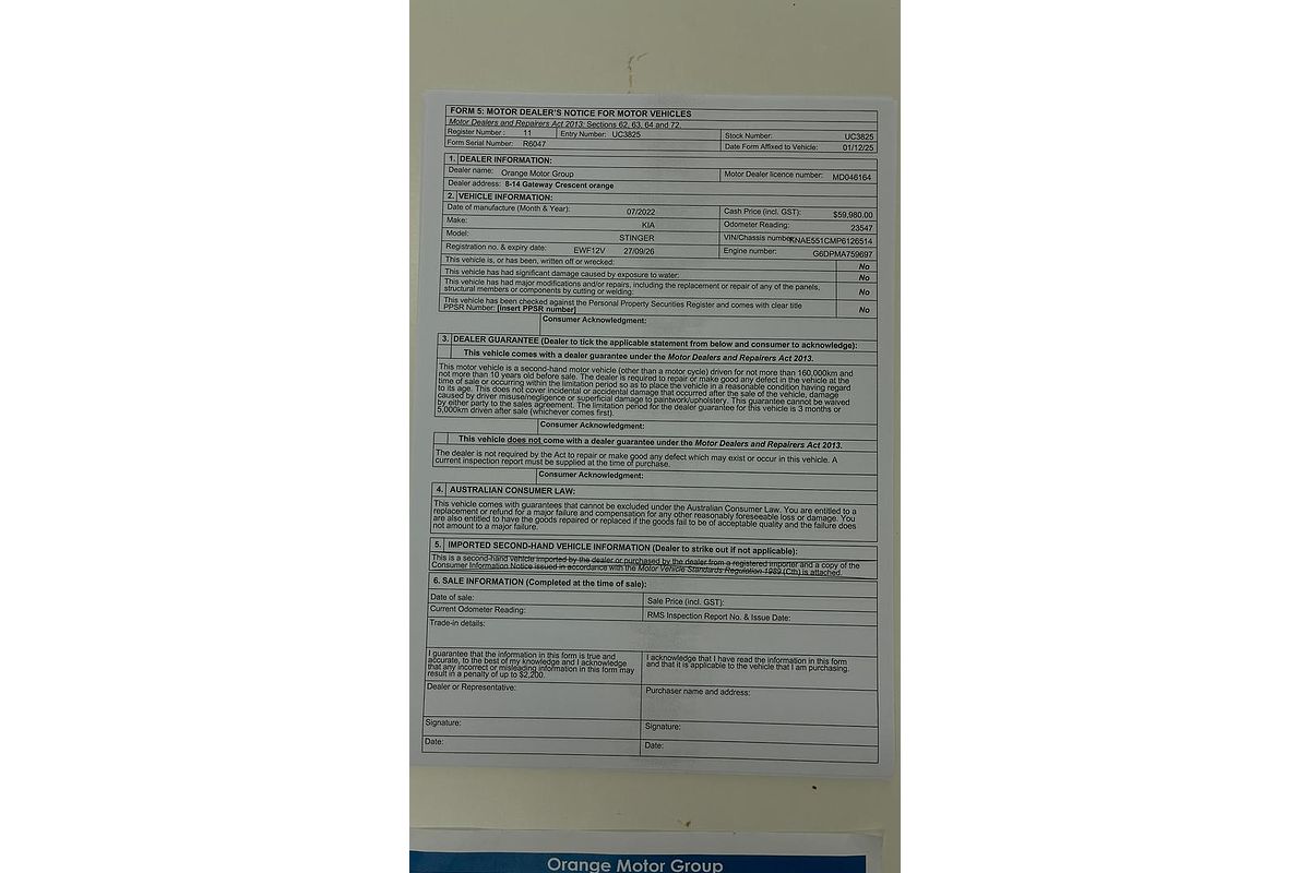 2022 Kia Stinger GT CK