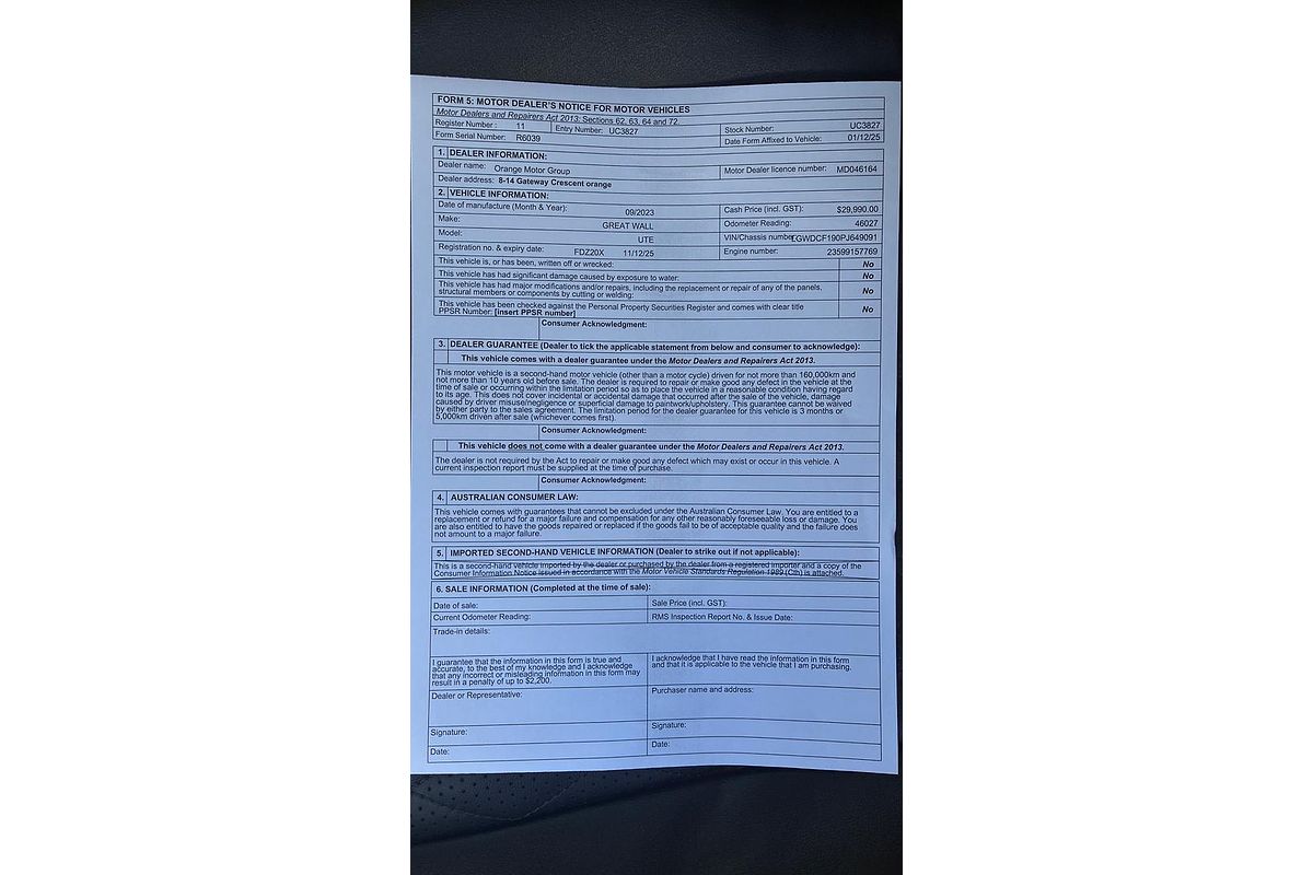 2022 GWM Ute Cannon NPW 4X4