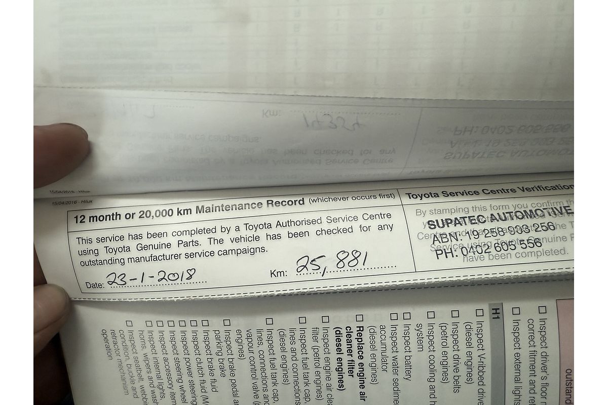 2017 Toyota Hilux Workmate GUN122R Rear Wheel Drive