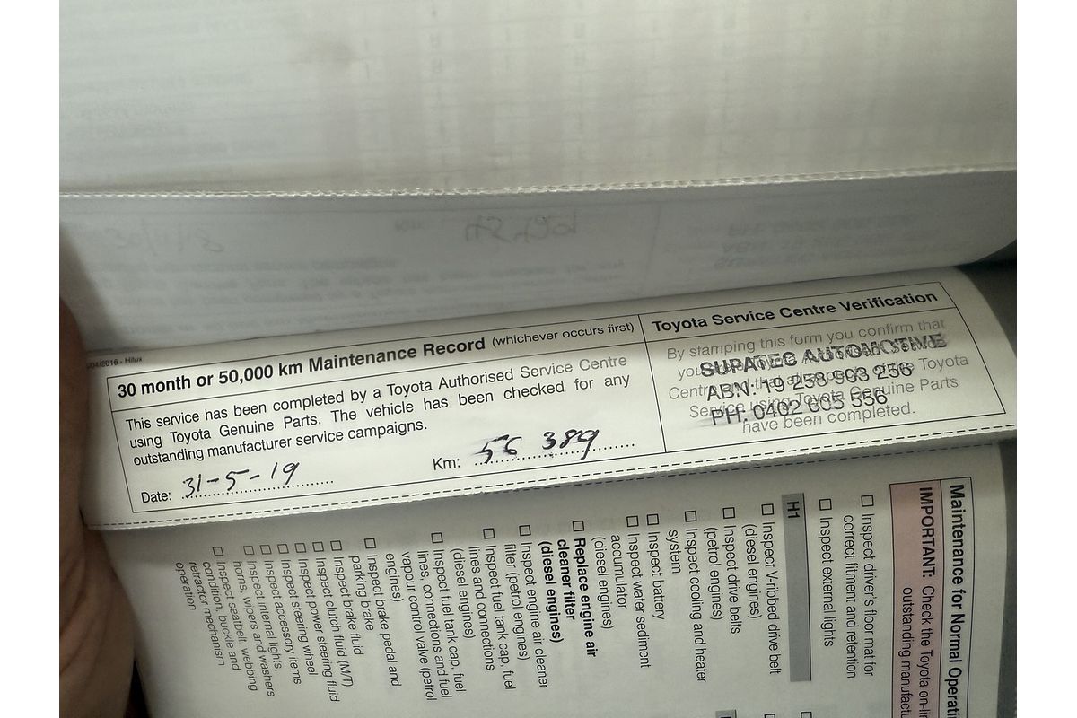 2017 Toyota Hilux Workmate GUN122R Rear Wheel Drive