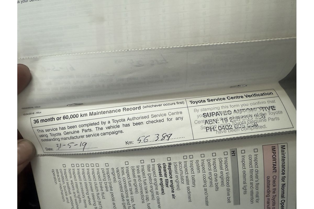 2017 Toyota Hilux Workmate GUN122R Rear Wheel Drive