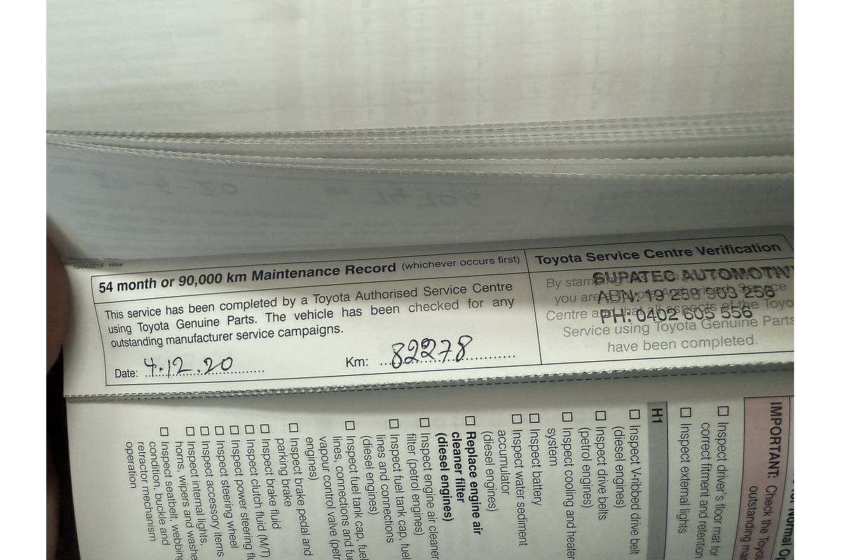 2017 Toyota Hilux Workmate GUN122R Rear Wheel Drive