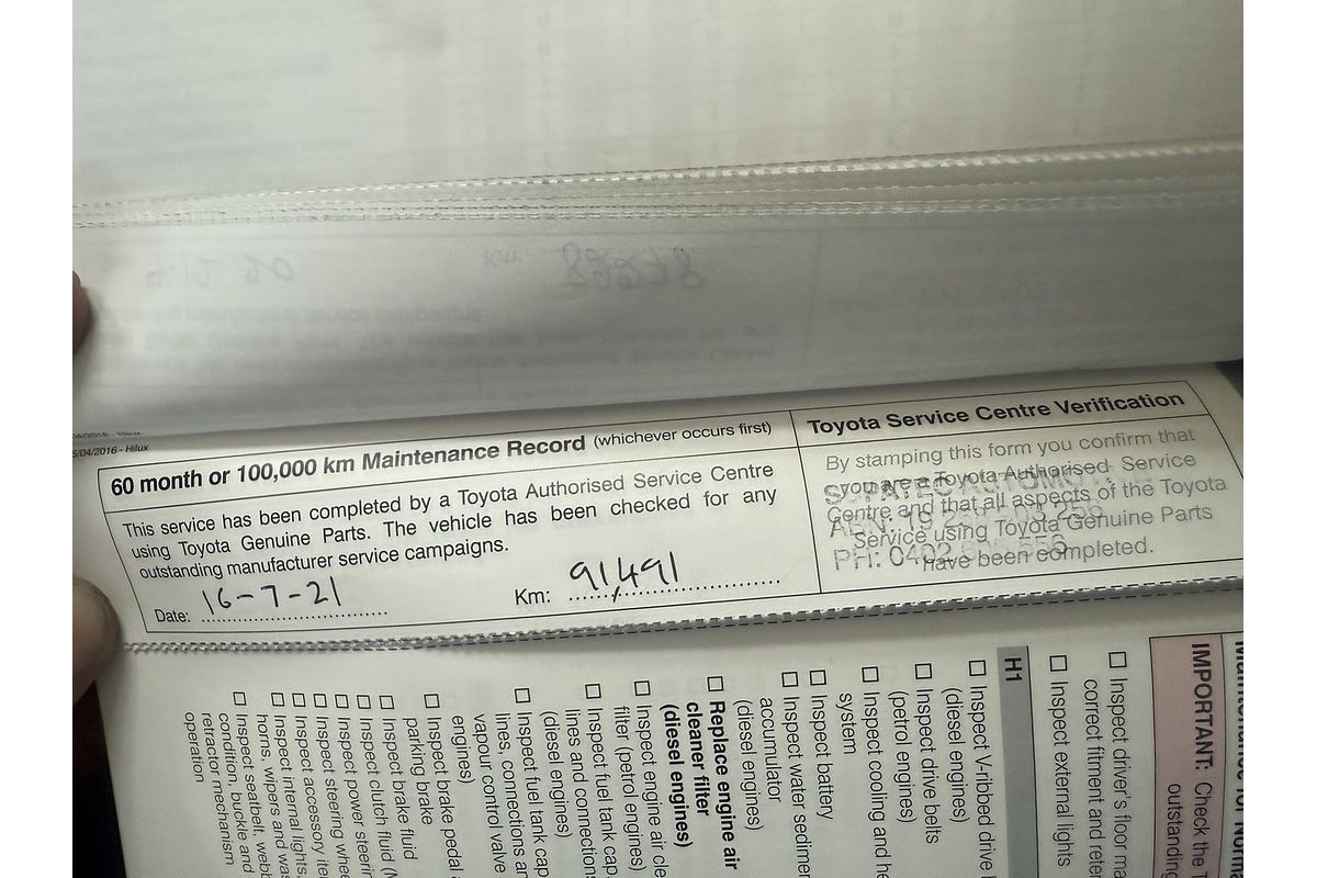 2017 Toyota Hilux Workmate GUN122R Rear Wheel Drive