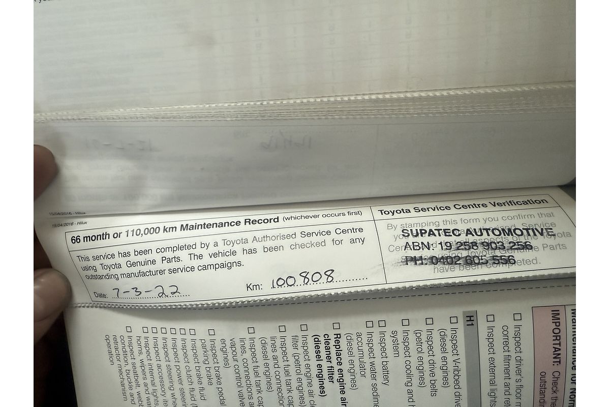 2017 Toyota Hilux Workmate GUN122R Rear Wheel Drive