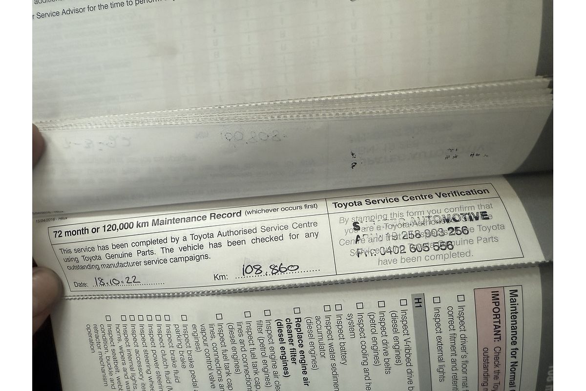 2017 Toyota Hilux Workmate GUN122R Rear Wheel Drive