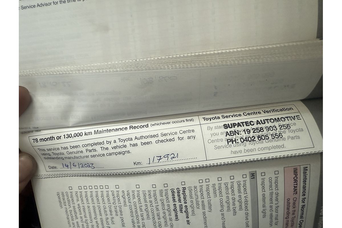 2017 Toyota Hilux Workmate GUN122R Rear Wheel Drive