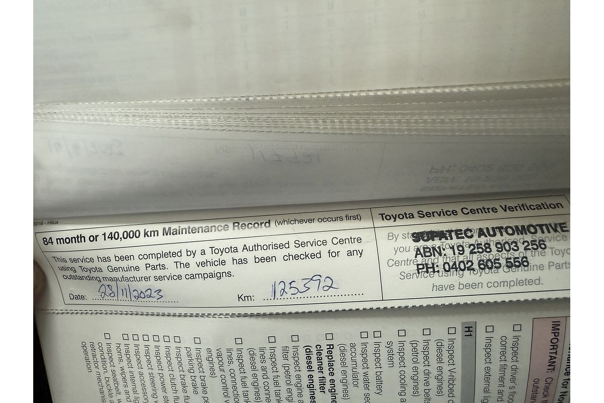 2017 Toyota Hilux Workmate GUN122R Rear Wheel Drive