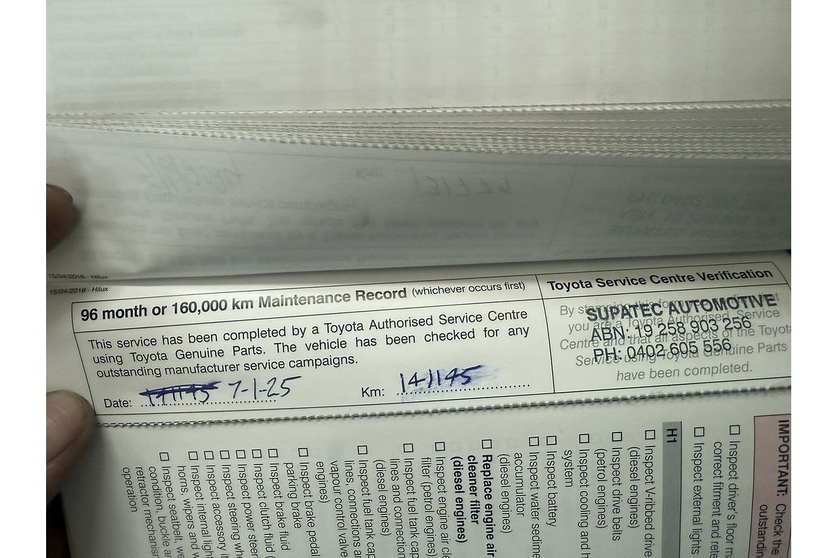 2017 Toyota Hilux Workmate GUN122R Rear Wheel Drive