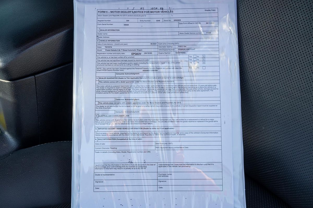 2021 Toyota Landcruiser Prado Kakadu GDJ150R