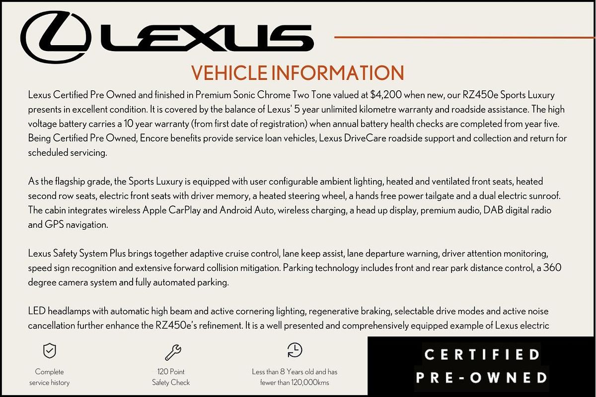 2023 Lexus RZ RZ450e Sports Luxury XEBM15R