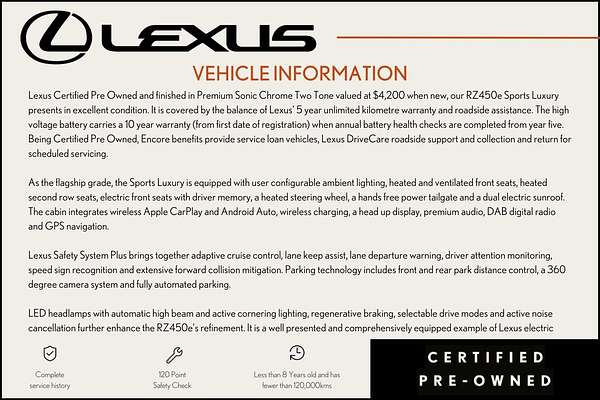 2023 Lexus RZ RZ450e Sports Luxury XEBM15R