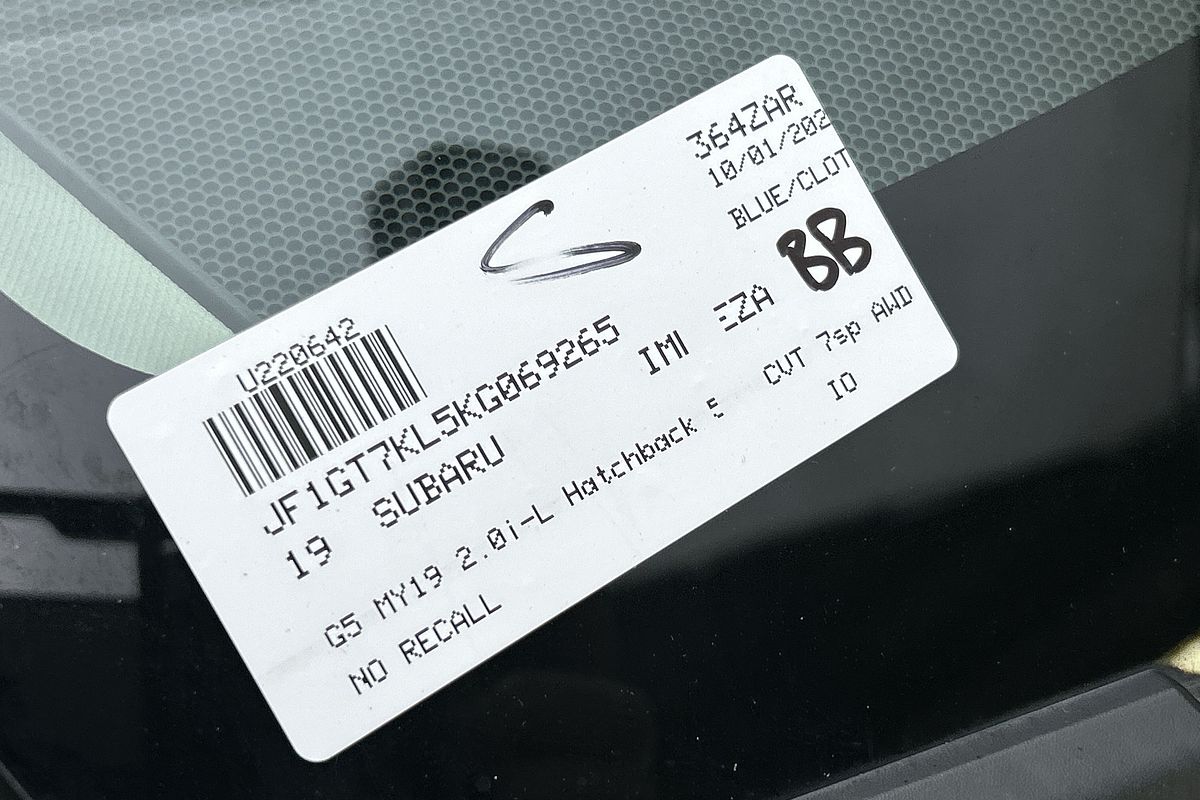 2019 Subaru Impreza 2.0i-L G5