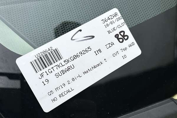 2019 Subaru Impreza 2.0i-L G5