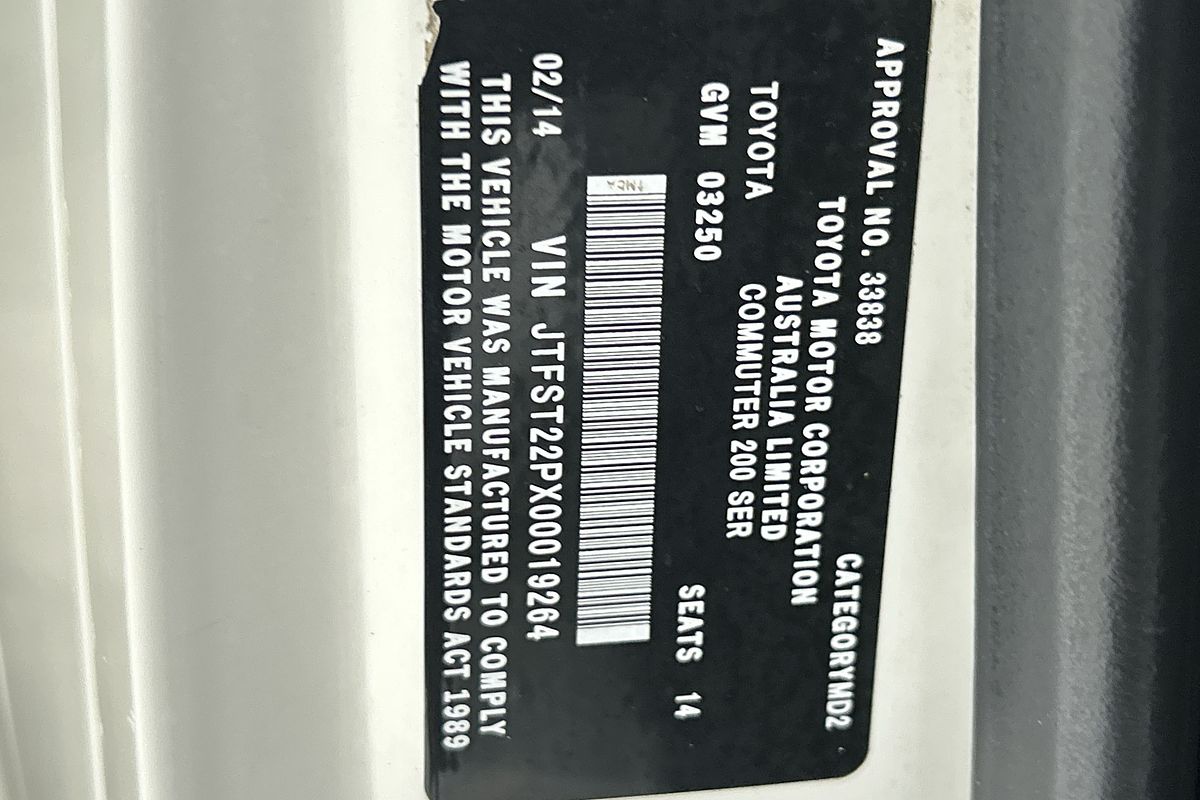 2014 Toyota Hiace Commuter KDH223R ELWB High Roof