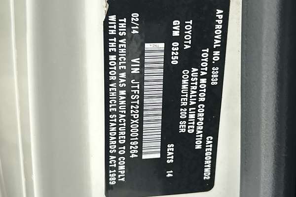 2014 Toyota Hiace Commuter KDH223R ELWB High Roof