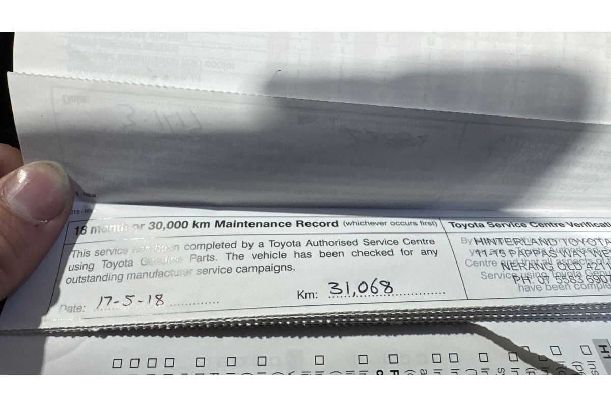 2016 Toyota Hilux Workmate TGN121R Rear Wheel Drive