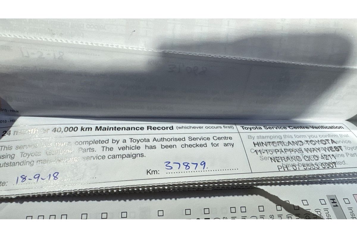 2016 Toyota Hilux Workmate TGN121R Rear Wheel Drive