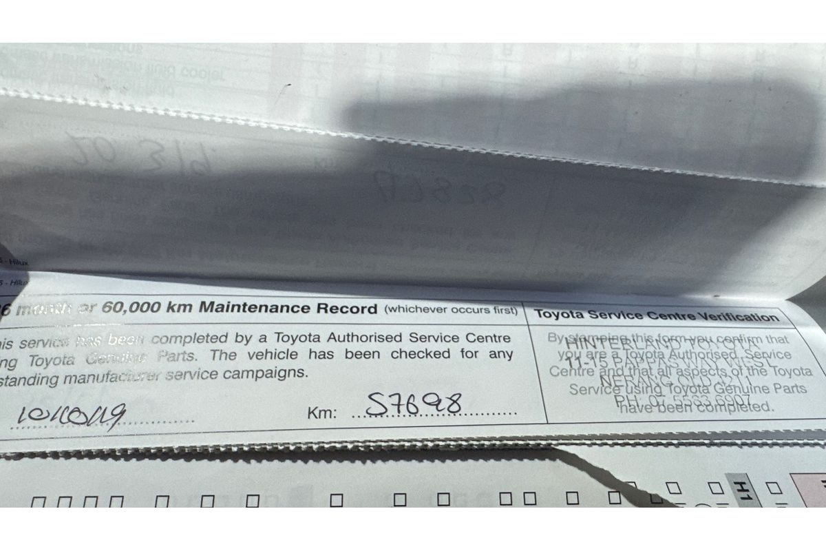 2016 Toyota Hilux Workmate TGN121R Rear Wheel Drive