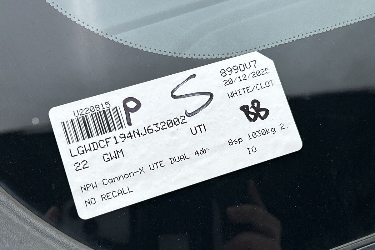 2022 GWM Ute Cannon-X NPW 4X4