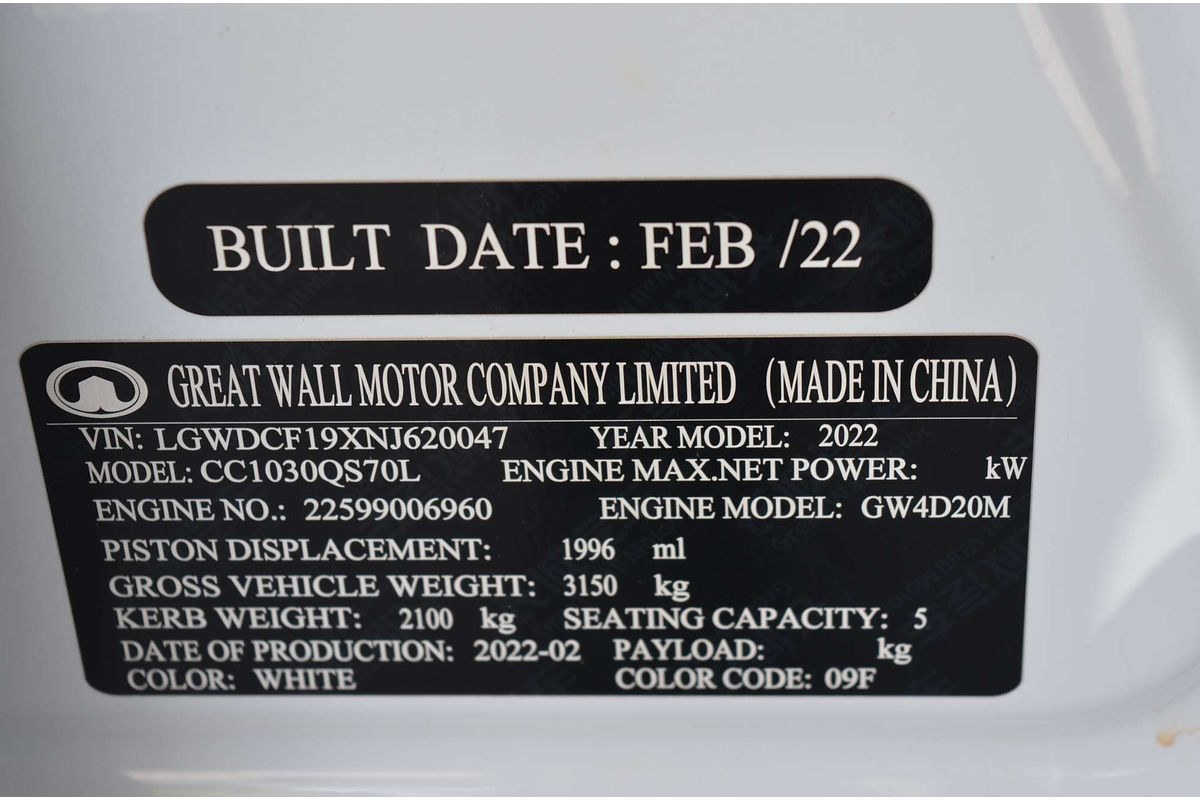 2022 GWM Ute Cannon-X NPW 4X4